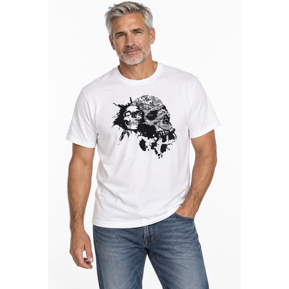 Robert Graham Skull Graphic T Shirt XL White Short Sleeve Cotton Gothic Art Tee